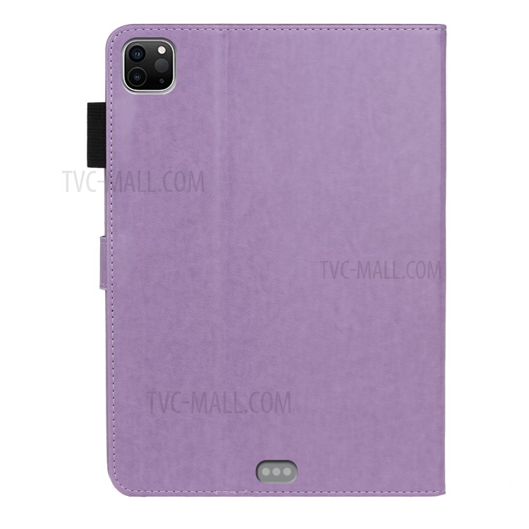 Imprint Plum Blossom Leather Wallet Stand Tablet Case for iPad Pro 11-inch (2020)/(2018) - Purple-2