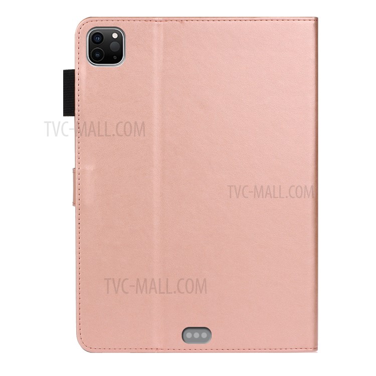 Imprint Butterfly Flower Leather Wallet Tablet Cover for iPad Pro 11-inch (2020)/(2018) - Rose Gold-3