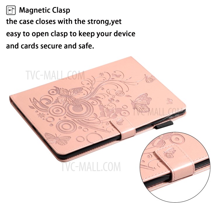 Mentions Légales Couverture Tablette Porte-monnaie En Cuir Fleur Papillon Pour IPad Pro 11 Pouces (2020) / (2018) - Or Rose-7