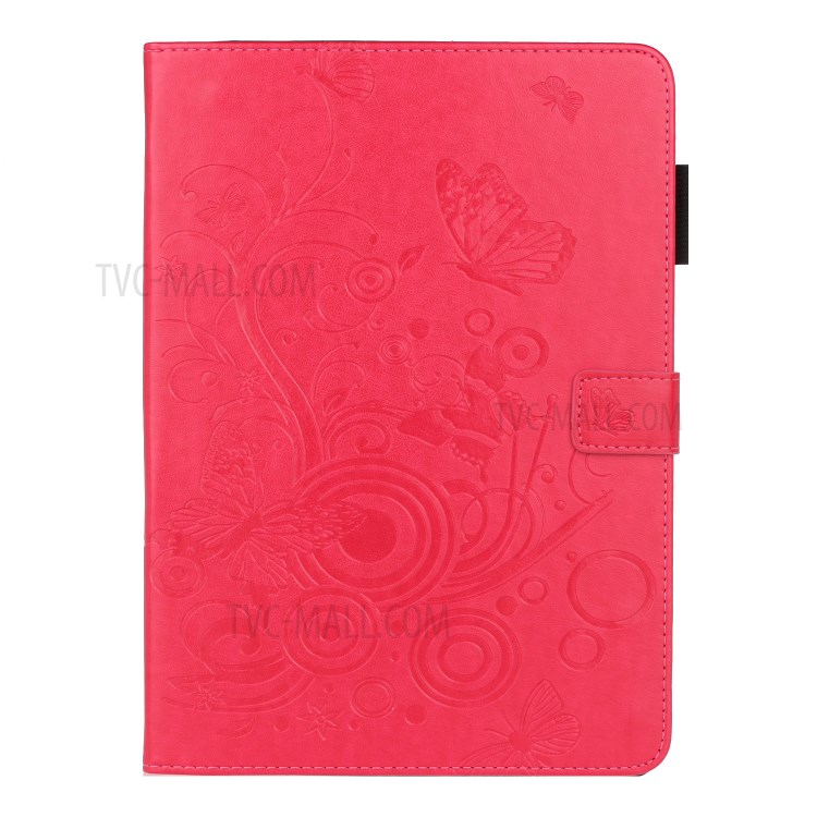 Imprint Butterfly Flower Leather Wallet Tablet Cover for iPad Pro 11-inch (2020)/(2018) - Red-1