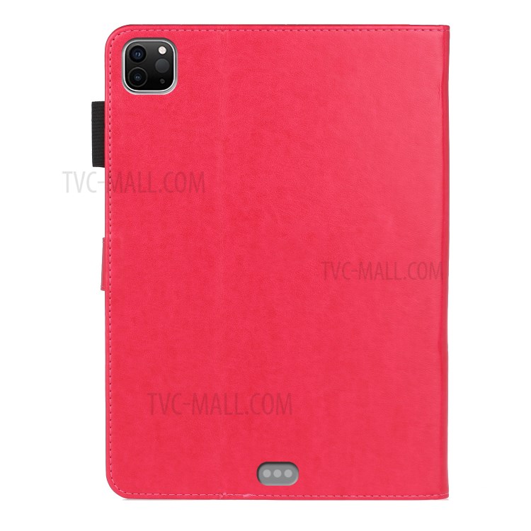 Imprint Butterfly Flower Leather Wallet Tablet Cover for iPad Pro 11-inch (2020)/(2018) - Red-2