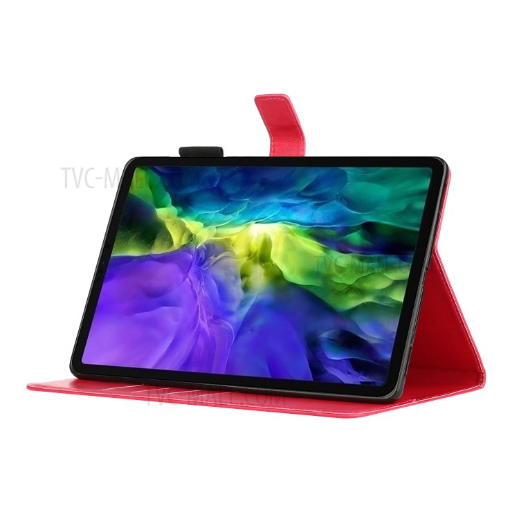 Imprint Butterfly Flower Leather Wallet Tablet Cover for iPad Pro 11-inch (2020)/(2018) - Red-3