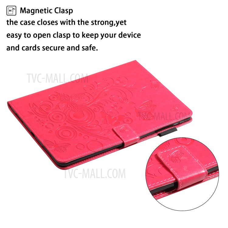 Imprint Butterfly Flower Leather Wallet Tablet Cover for iPad Pro 11-inch (2020)/(2018) - Red-5