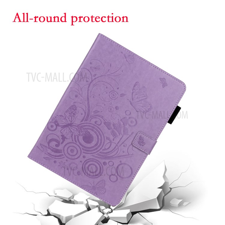 Imprint Butterfly Flower Leather Wallet Tablet Cover for iPad Pro 11-inch (2020)/(2018) - Purple-6