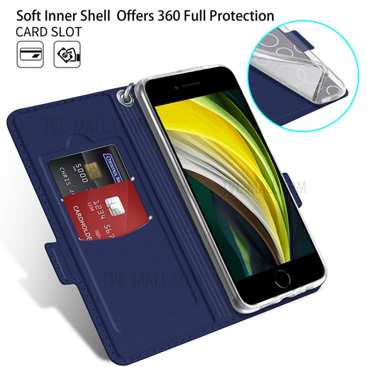 BAIYU Series Leather Unique Shell for iPhone SE (2nd Generation) / 8 / 7 4.7-inch - Blue-4