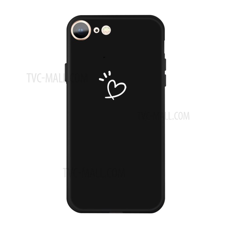 Love Heart Pattern Printing Matte TPU Back Case for iPhone SE (2nd Generation) / iPhone 8 / iPhone 7 - Black-1