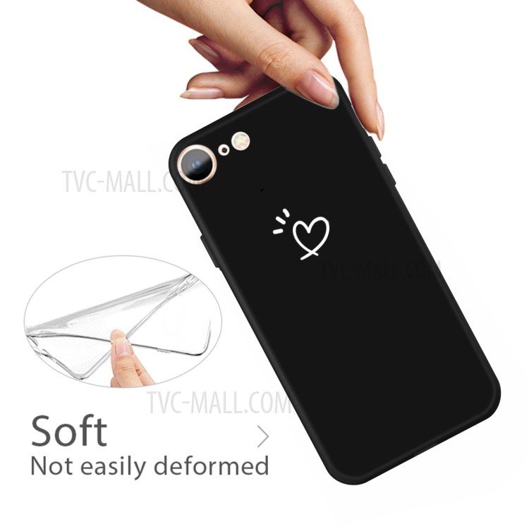 Love Heart Pattern Impring Matte TPU Back Back Pour Iphone 7 / 8 / SE (2020) / SE (2022) 4,7 Pouces - le Noir-3