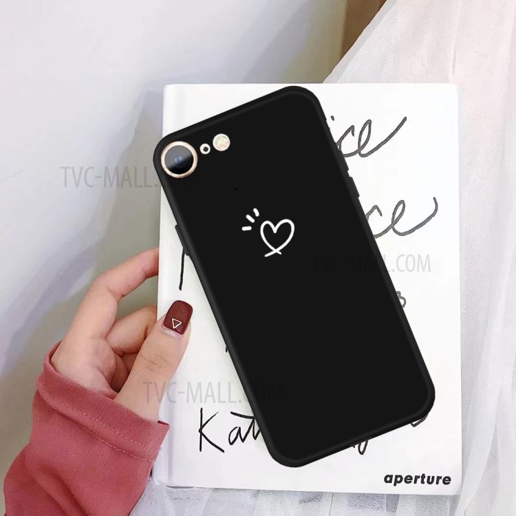 Love Heart Pattern Printing Matte TPU Back Case for iPhone SE (2nd Generation) / iPhone 8 / iPhone 7 - Black-4