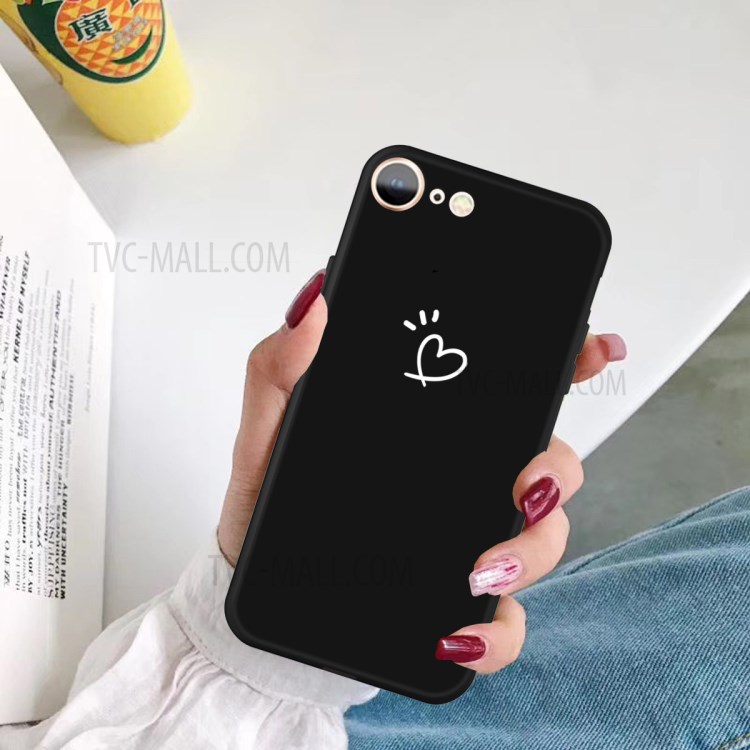 Love Heart Pattern Printing Matte TPU Back Case for iPhone SE (2nd Generation) / iPhone 8 / iPhone 7 - Black-5
