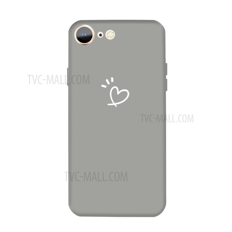 Love Heart Pattern Printing Matte TPU Back Case for iPhone SE (2nd Generation) / iPhone 8 / iPhone 7 - Grey-1