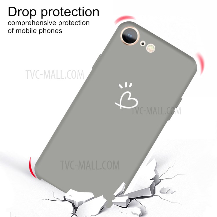 Love Heart Pattern Printing Matte TPU Back Case for iPhone SE (2nd Generation) / iPhone 8 / iPhone 7 - Grey-2