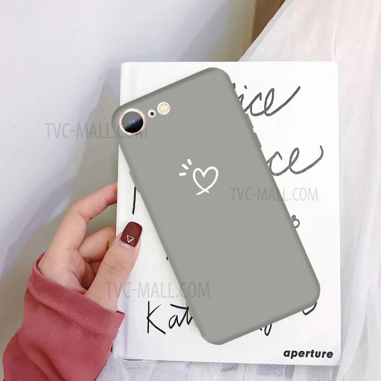 Love Heart Pattern Printing Matte TPU Back Case for iPhone SE (2nd Generation) / iPhone 8 / iPhone 7 - Grey-4