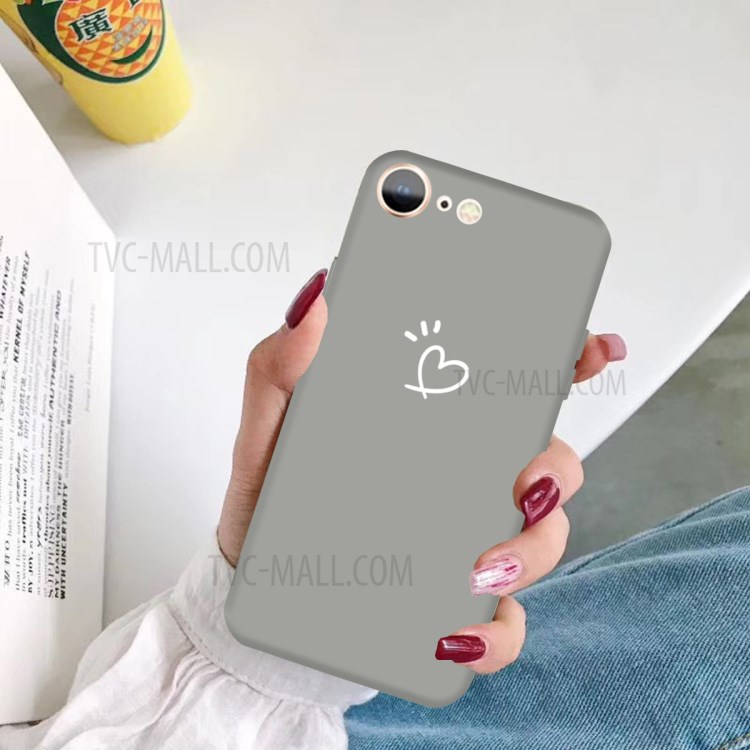 Love Heart Pattern Printing Matte TPU Back Case for iPhone SE (2nd Generation) / iPhone 8 / iPhone 7 - Grey-5