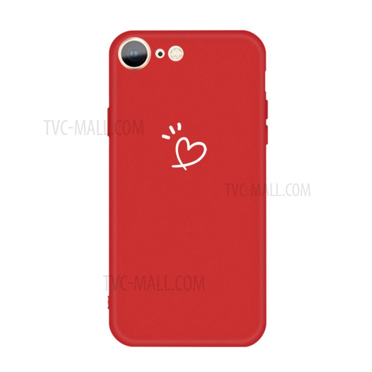 Love Heart Pattern Printing Matte TPU Back Case for iPhone SE (2nd Generation) / iPhone 8 / iPhone 7 - Red-1