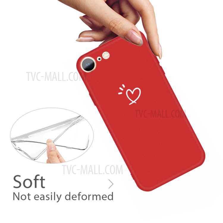 Love Heart Pattern Printing Matte TPU Back Case for iPhone SE (2nd Generation) / iPhone 8 / iPhone 7 - Red-3