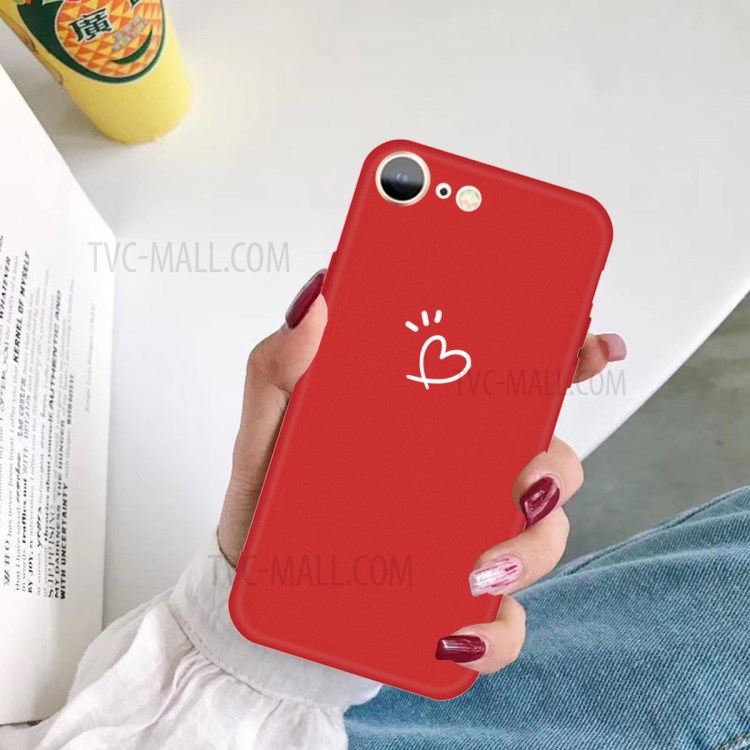 Love Heart Pattern Printing Matte TPU Back Case for iPhone SE (2nd Generation) / iPhone 8 / iPhone 7 - Red-5