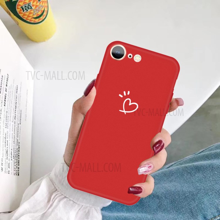 Love Heart Pattern Impring Matte TPU Back Back Pour Iphone 7 / 8 / SE (2020) / SE (2022) 4,7 Pouces - Rouge