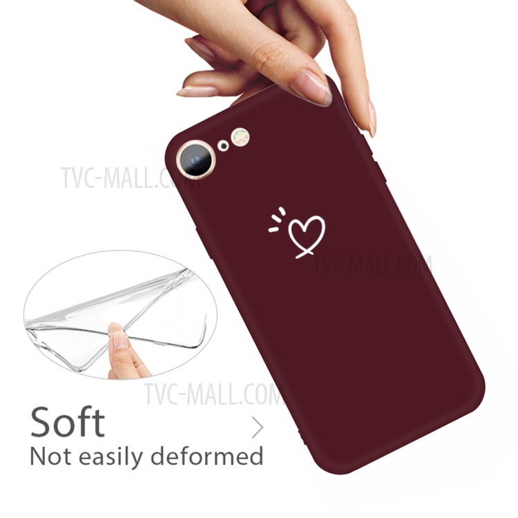 Love Heart Pattern Printing Matte TPU Back Case for iPhone SE (2nd Generation) / iPhone 8 / iPhone 7 - Wine Red-3