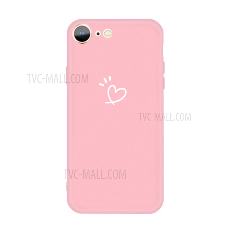 Love Heart Pattern Printing Matte TPU Back Case for iPhone SE (2nd Generation) / iPhone 8 / iPhone 7 - Pink-1