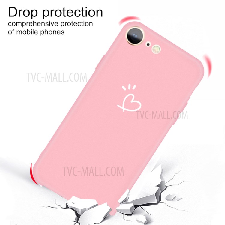 Love Heart Pattern Printing Matte TPU Back Case for iPhone SE (2nd Generation) / iPhone 8 / iPhone 7 - Pink-2