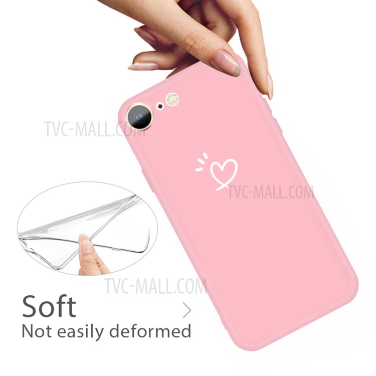 Love Heart Pattern Printing Matte TPU Back Case for iPhone SE (2nd Generation) / iPhone 8 / iPhone 7 - Pink-3