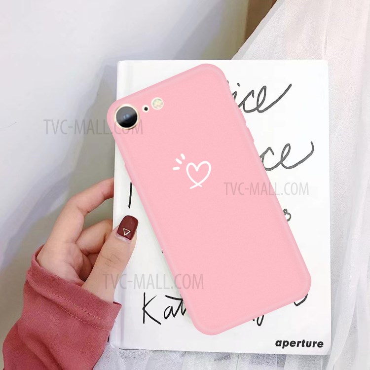 Love Heart Pattern Printing Matte TPU Back Case for iPhone SE (2nd Generation) / iPhone 8 / iPhone 7 - Pink-4