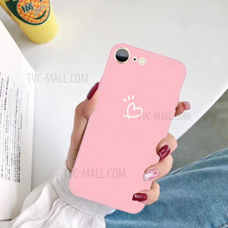 Love Heart Pattern Printing Matte TPU Back Case for iPhone SE (2nd Generation) / iPhone 8 / iPhone 7 - Pink-5