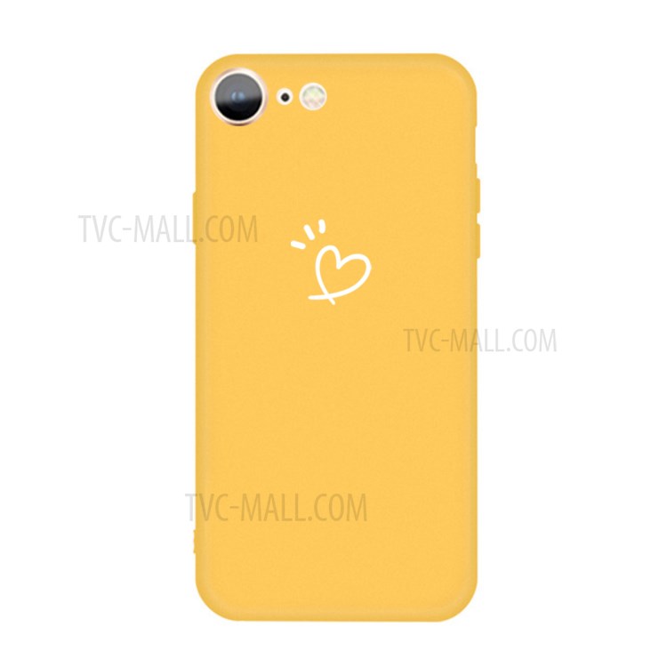 Love Heart Pattern Printing Matte TPU Back Case for iPhone SE (2nd Generation) / iPhone 8 / iPhone 7 - Yellow-1