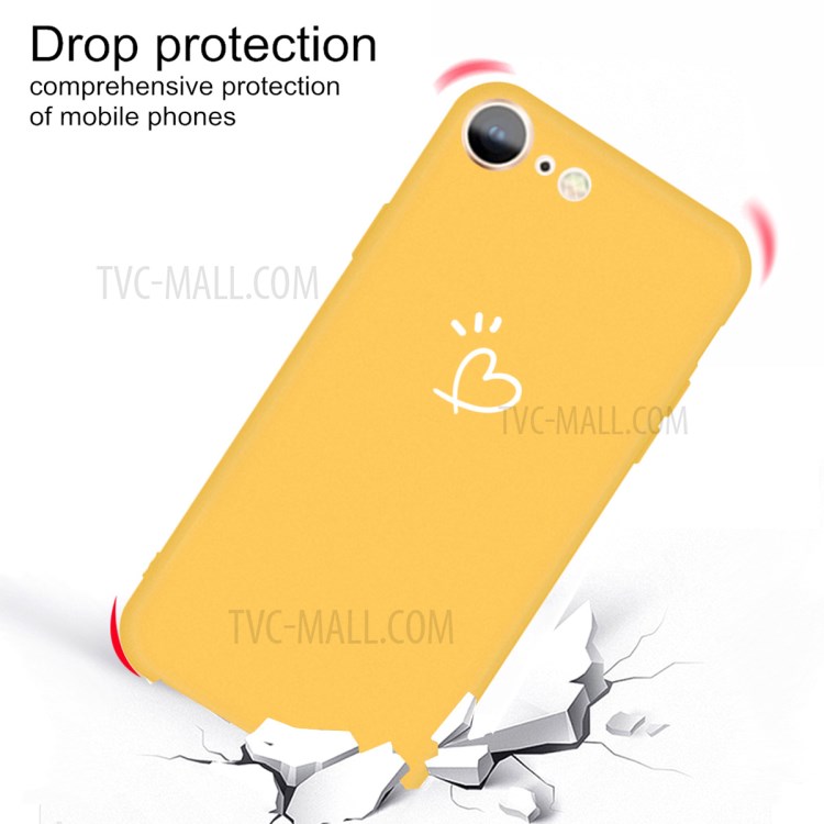 Love Heart Pattern Printing Matte TPU Back Case for iPhone SE (2nd Generation) / iPhone 8 / iPhone 7 - Yellow-2
