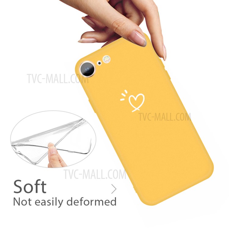 Love Heart Pattern Printing Matte TPU Back Case for iPhone SE (2nd Generation) / iPhone 8 / iPhone 7 - Yellow-3