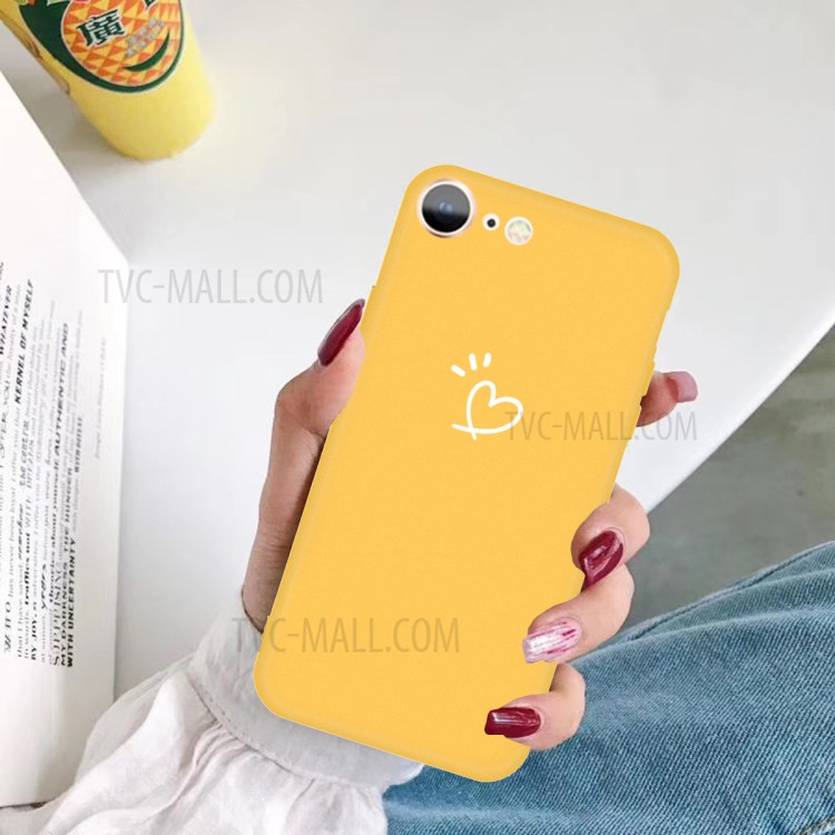 Love Heart Pattern Printing Matte TPU Back Case for iPhone SE (2nd Generation) / iPhone 8 / iPhone 7 - Yellow-5