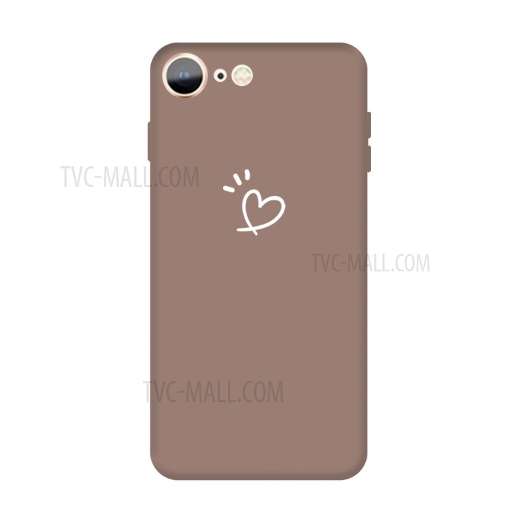 Love Heart Pattern Printing Matte TPU Back Case for iPhone SE (2nd Generation) / iPhone 8 / iPhone 7 - Khaki-1