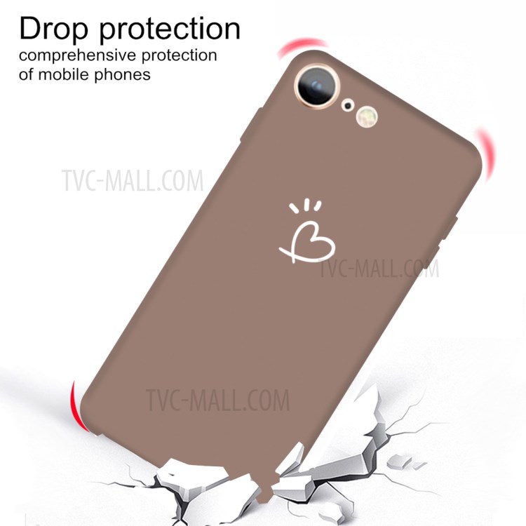 Love Heart Pattern Printing Matte TPU Back Case for iPhone SE (2nd Generation) / iPhone 8 / iPhone 7 - Khaki-2