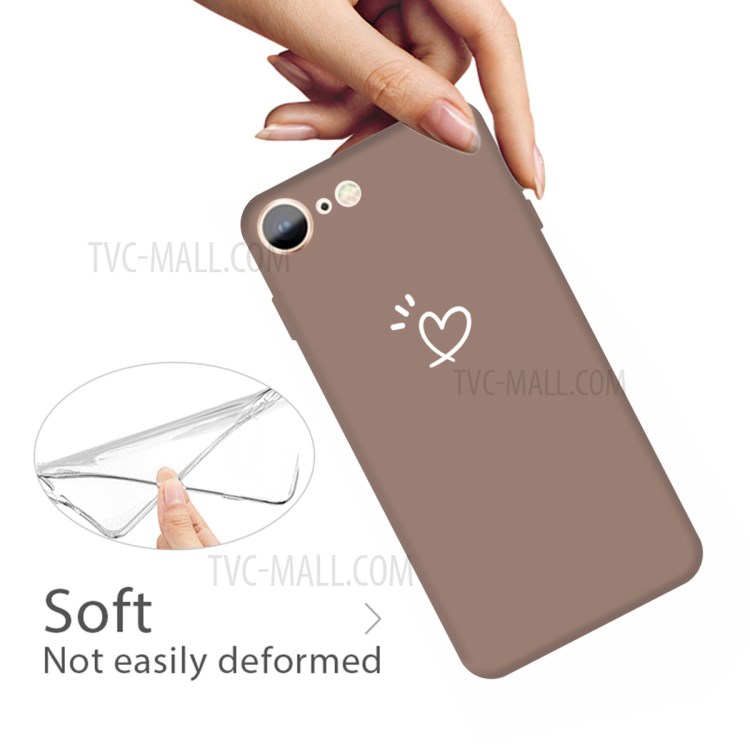 Love Heart Pattern Printing Matte TPU Back Case for iPhone SE (2nd Generation) / iPhone 8 / iPhone 7 - Khaki-3