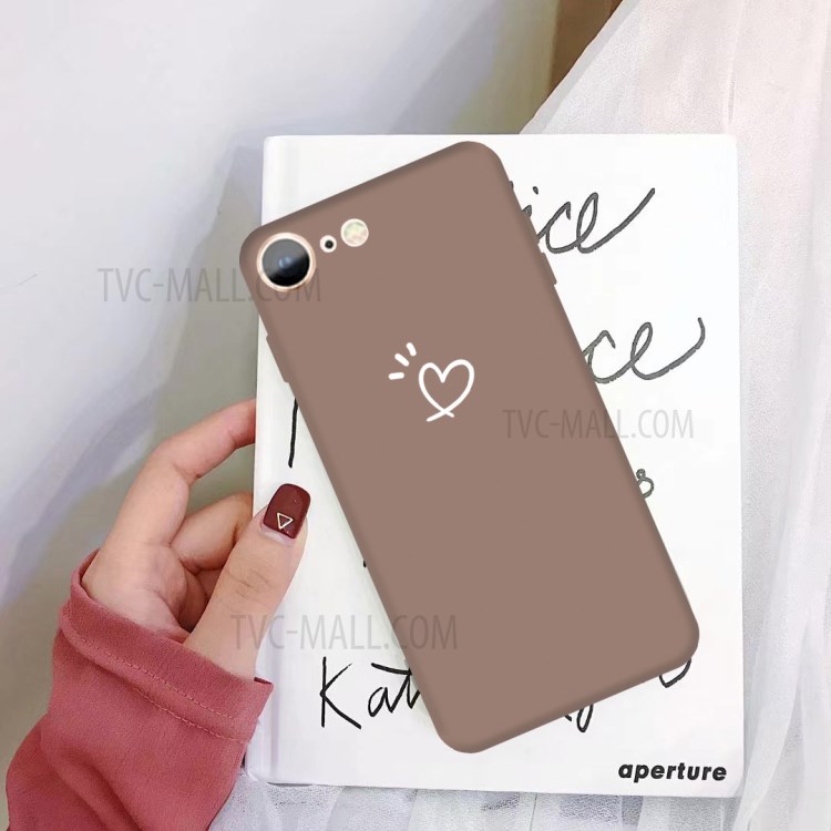 Love Heart Pattern Printing Matte TPU Back Case for iPhone SE (2nd Generation) / iPhone 8 / iPhone 7 - Khaki-4