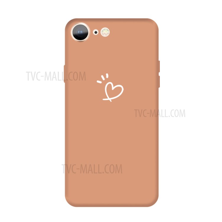 Love Heart Pattern Printing Matte TPU Back Case for iPhone SE (2nd Generation) / iPhone 8 / iPhone 7 - Orange-1