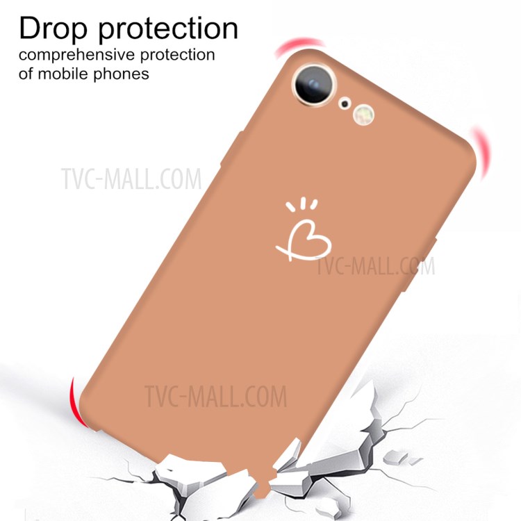 Love Heart Pattern Printing Matte TPU Back Case for iPhone SE (2nd Generation) / iPhone 8 / iPhone 7 - Orange-2