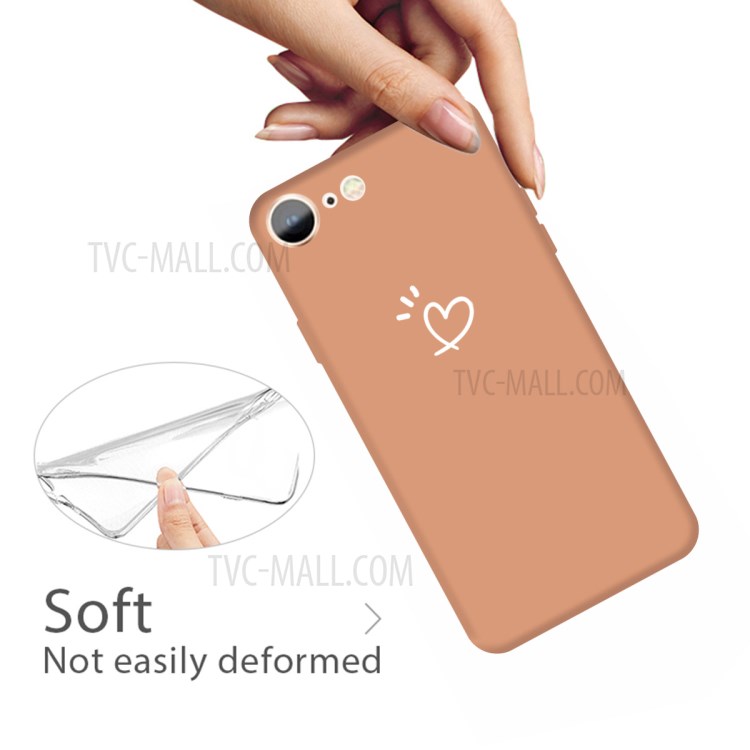 Love Heart Pattern Printing Matte TPU Back Case for iPhone SE (2nd Generation) / iPhone 8 / iPhone 7 - Orange-3