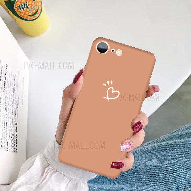 Love Heart Pattern Printing Matte TPU Back Case for iPhone SE (2nd Generation) / iPhone 8 / iPhone 7 - Orange-5