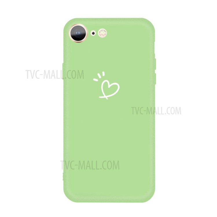 Love Heart Pattern Printing Matte TPU Back Case for iPhone SE (2nd Generation) / iPhone 8 / iPhone 7 - Green-1