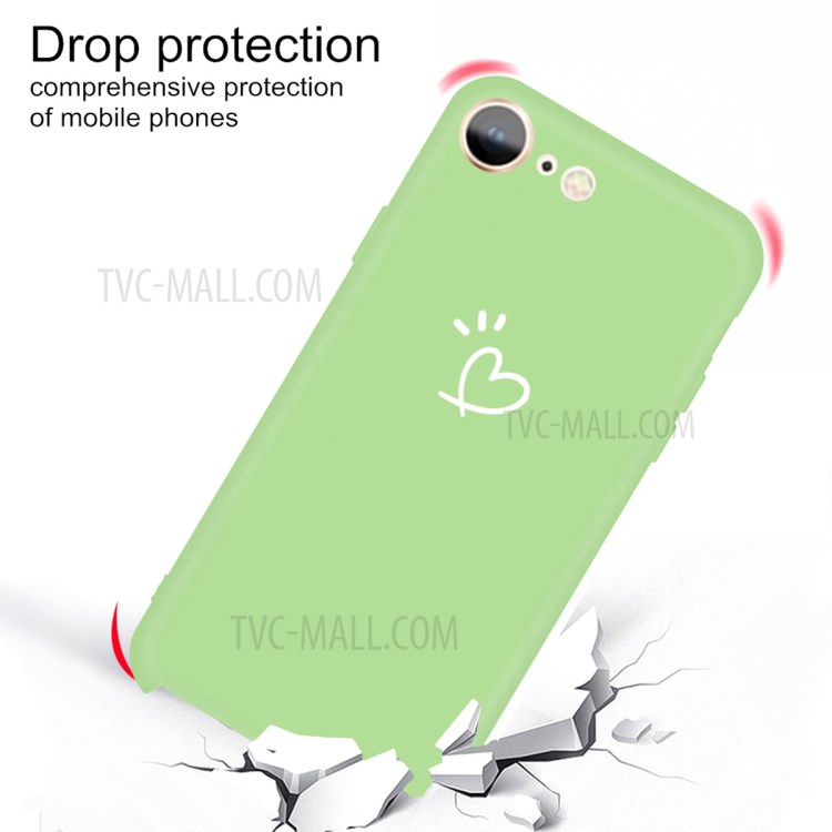 Love Heart Pattern Printing Matte TPU Back Case for iPhone SE (2nd Generation) / iPhone 8 / iPhone 7 - Green-2