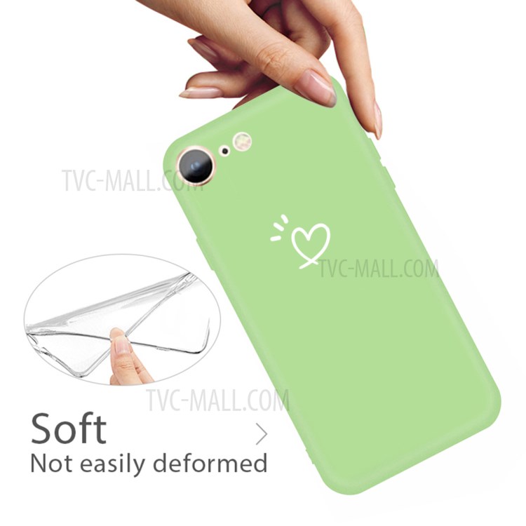 Love Heart Pattern Printing Matte TPU Back Case for iPhone SE (2nd Generation) / iPhone 8 / iPhone 7 - Green-3