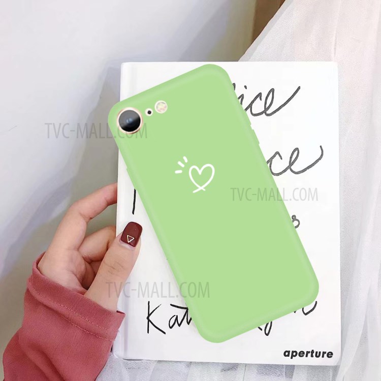 Love Heart Pattern Printing Matte TPU Back Case for iPhone SE (2nd Generation) / iPhone 8 / iPhone 7 - Green-4