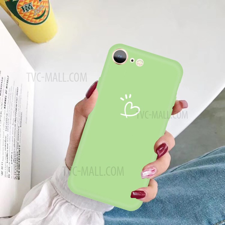 Love Heart Pattern Printing Matte TPU Back Case for iPhone SE (2nd Generation) / iPhone 8 / iPhone 7 - Green-5