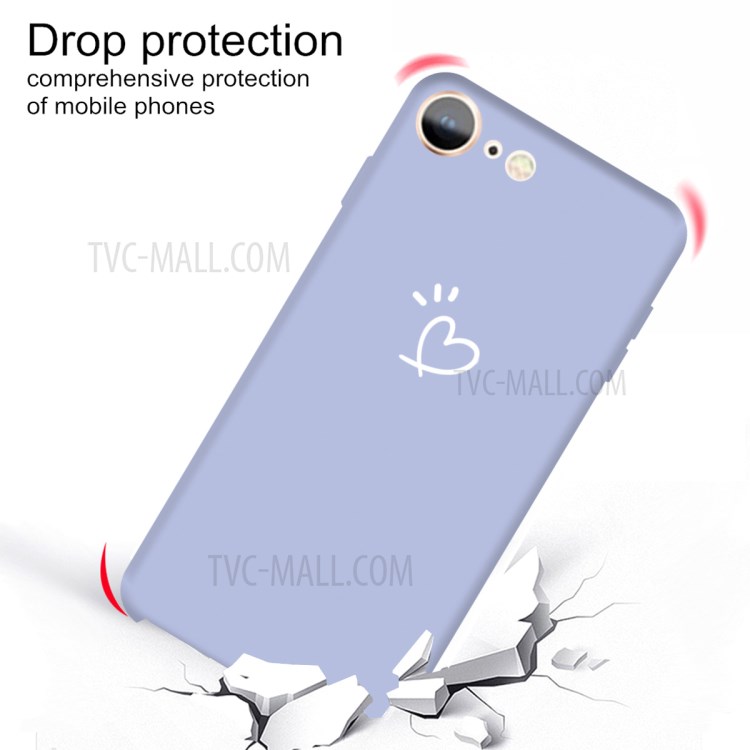 Love Heart Pattern Printing Matte TPU Back Case for iPhone SE (2nd Generation) / iPhone 8 / iPhone 7 - Purple-2