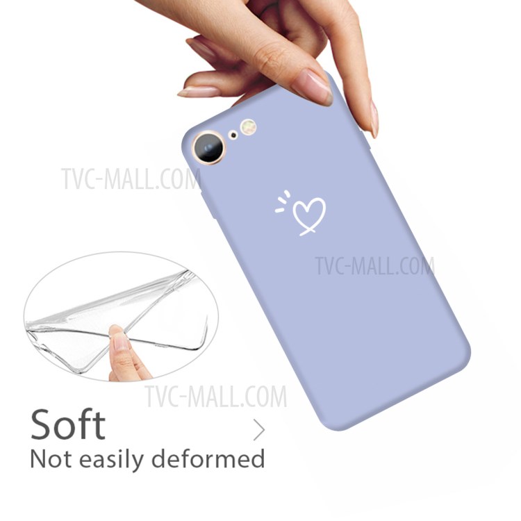 Love Heart Pattern Printing Matte TPU Back Case for iPhone SE (2nd Generation) / iPhone 8 / iPhone 7 - Purple-3