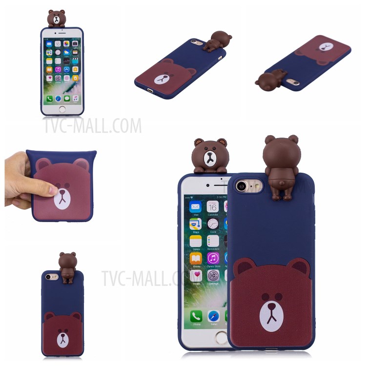 3D Doll Decor Soft TPU Phone Case for iPhone 7/8/SE (2nd Generation) - Bear-7