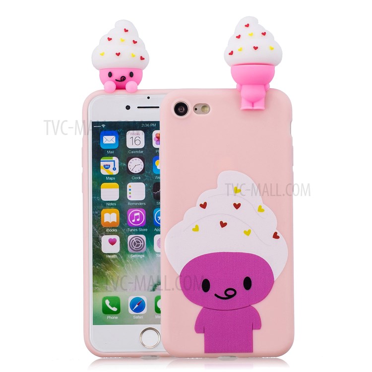 3D Doll Decor Soft TPU Phone Case for iPhone 7/8/SE (2nd Generation) - Ice Cream-1
