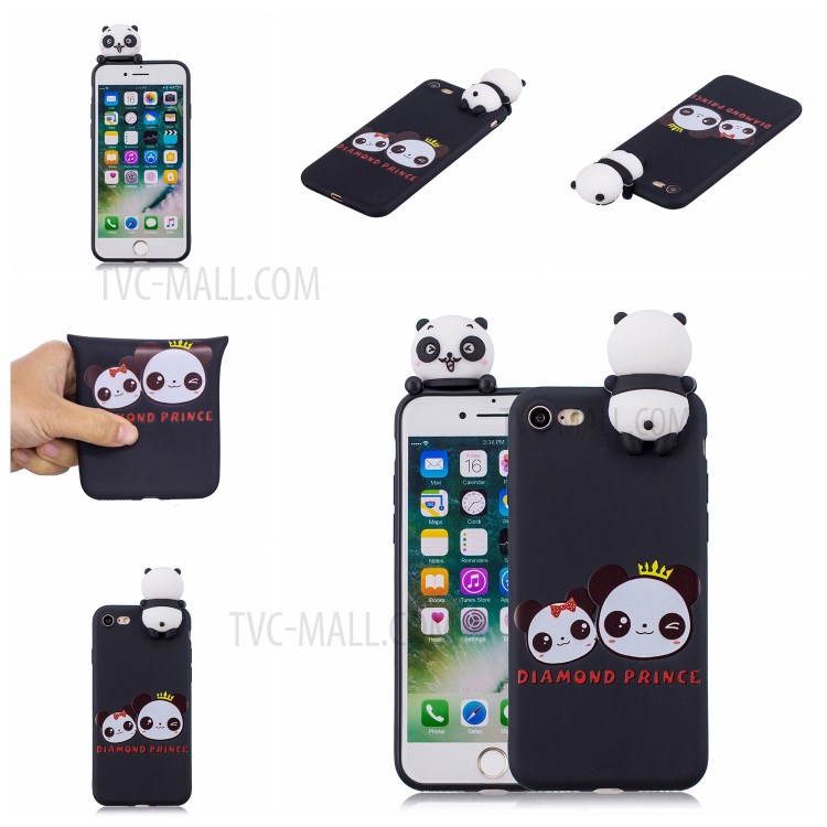 3D Doll Decor Soft TPU Phone Case for iPhone 7/8/SE (2nd Generation) - Couple Panda-7