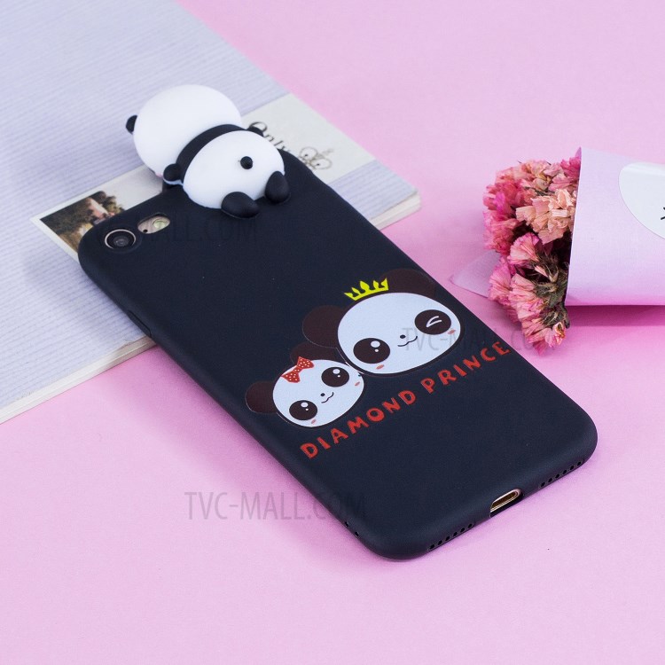 3D Doll Decor Soft TPU Phone Case for iPhone 7/8/SE (2nd Generation) - Couple Panda-8